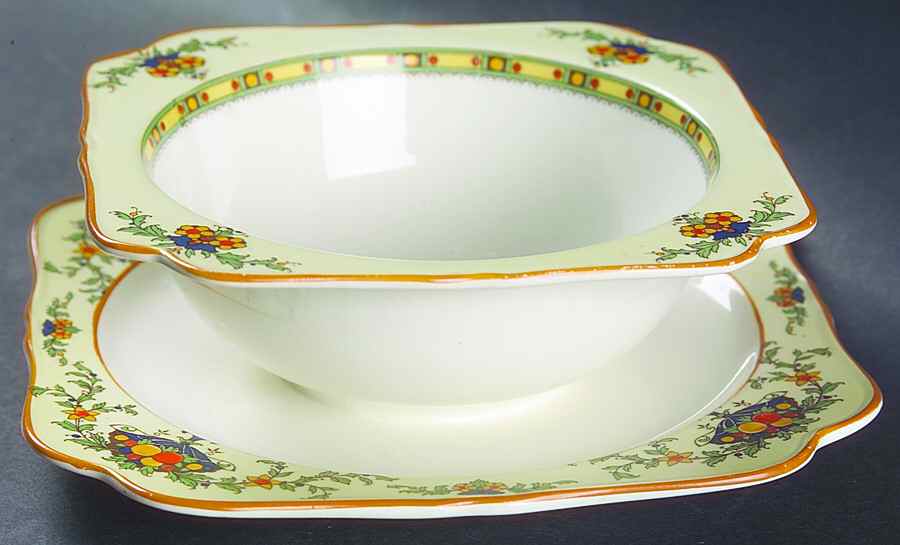 A1476 (Round, Scalloped) Mayonnaise with Attached Underplate by Crown Ducal-1