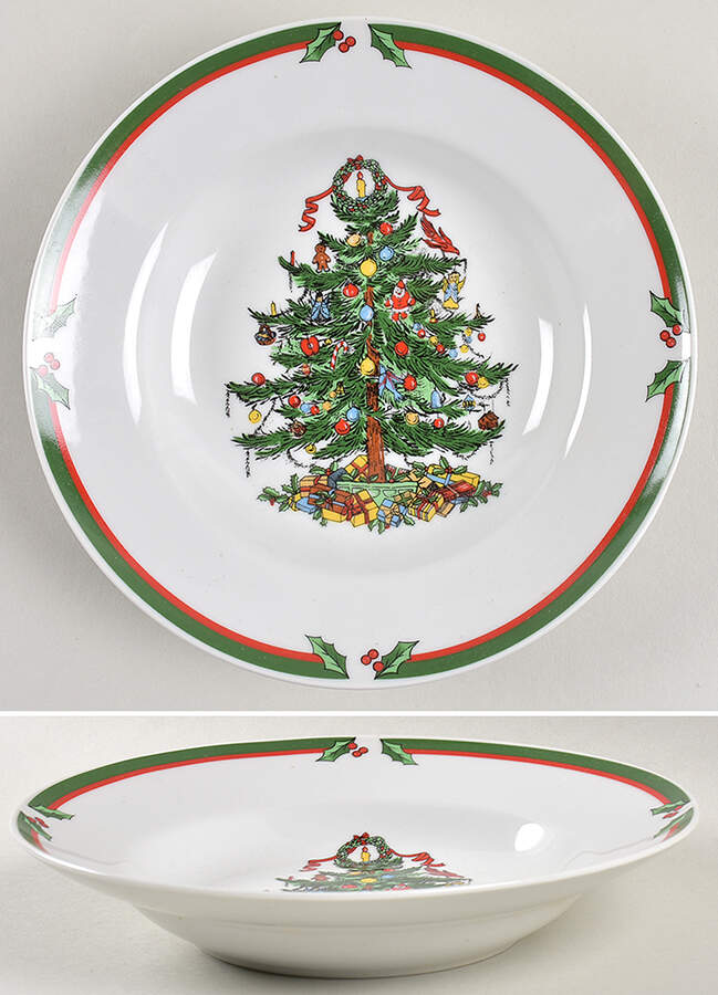 Candleglow & Holly Rim Soup Bowl by China (Made in China)-1