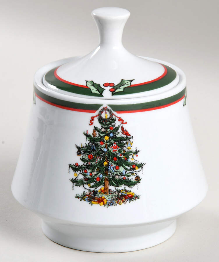 Candleglow & Holly Sugar Bowl & Lid by China (Made in China)-1