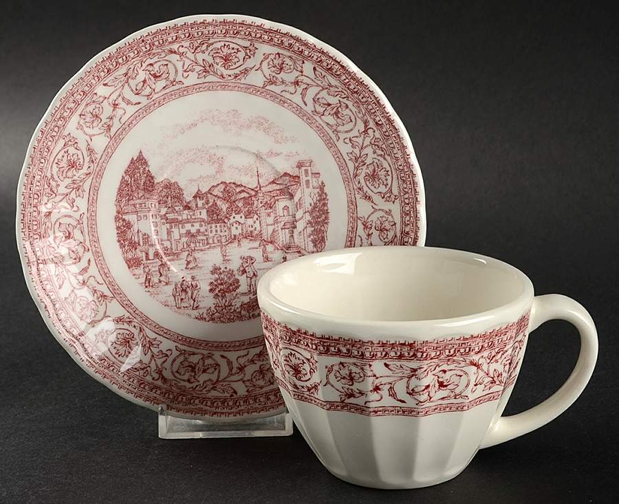 Mainville Rose Flat Cup & Saucer Set by Corona-Colombia-1