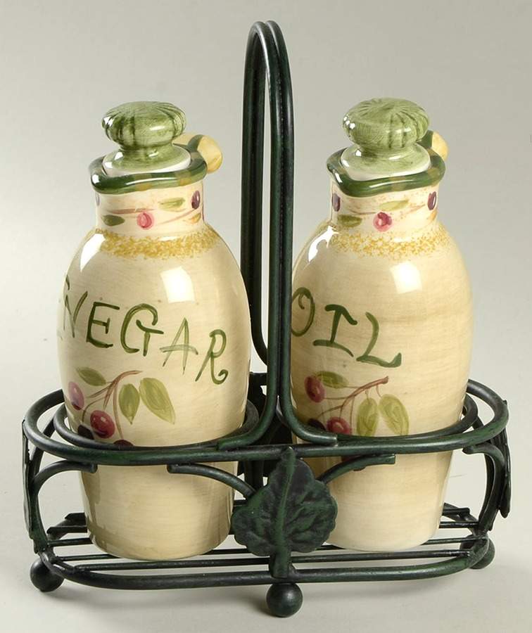 La Toscana Vinegar and Oil Set with Metal Stand by Certified International-1