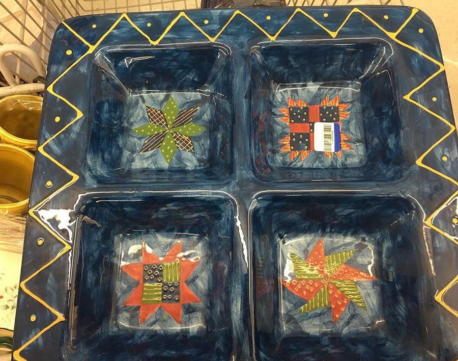 Country Quilts Divided 4-Part Square Platter by Certified International-1