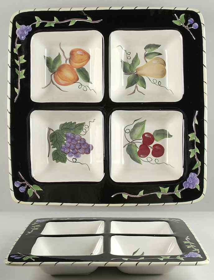Fruit Arbor Divided 4-Part Square Platter by Certified International-1