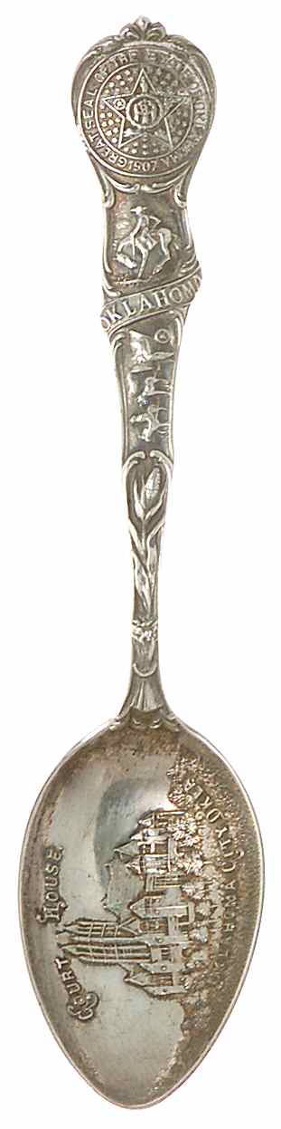 States & Cities Souvenir Spoons(Sterling) Oklahoma Demitasse Spoon by Watson-1