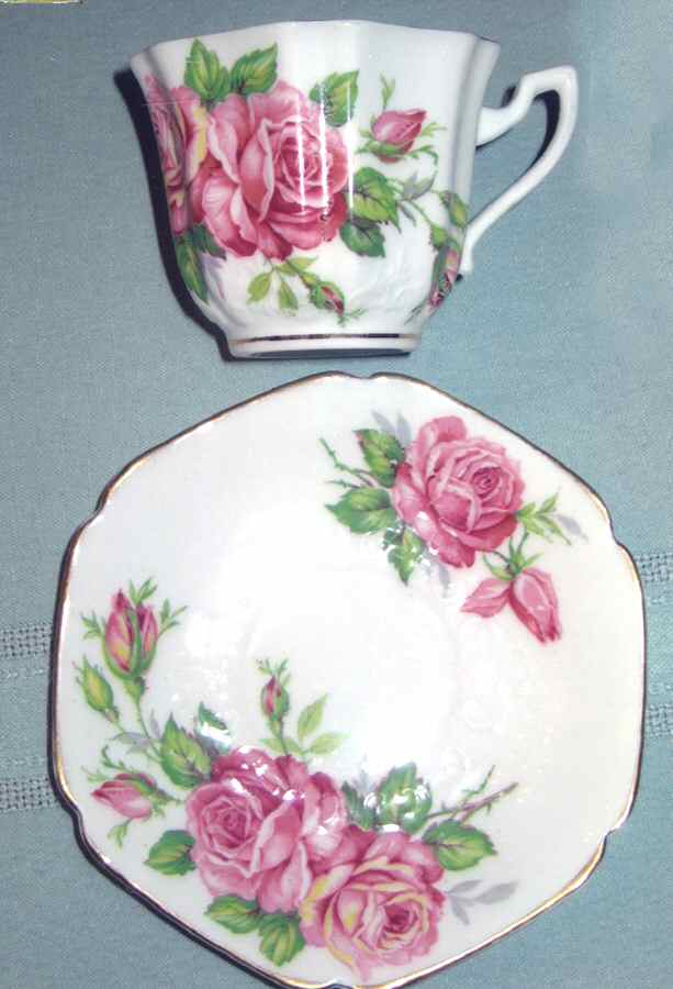 Old Rose Flat Cup & Saucer Set by Cartwright & Edwards-1