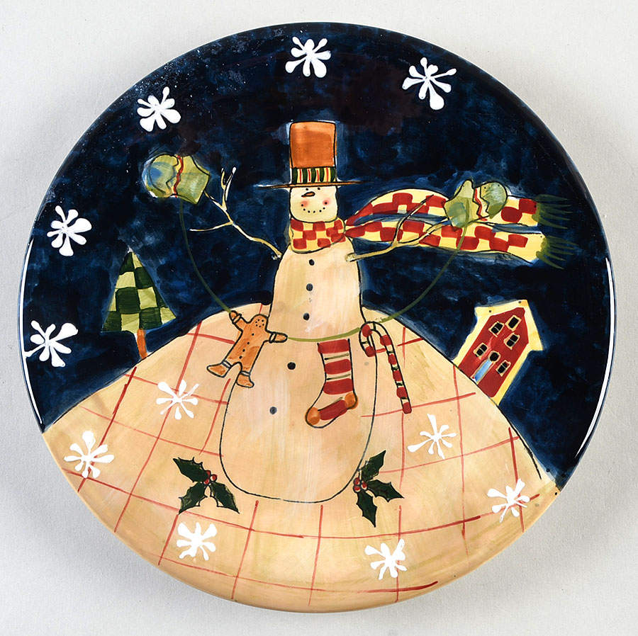 Folk Snowman (Large Flakes) Salad/Dessert Plate by Certified International-1