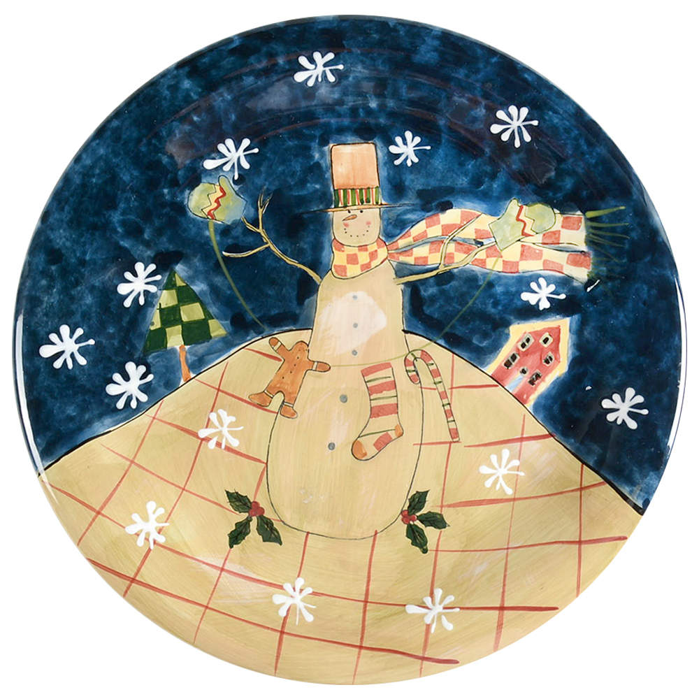 Folk Snowman (Large Flakes) Dinner Plate by Certified International-1