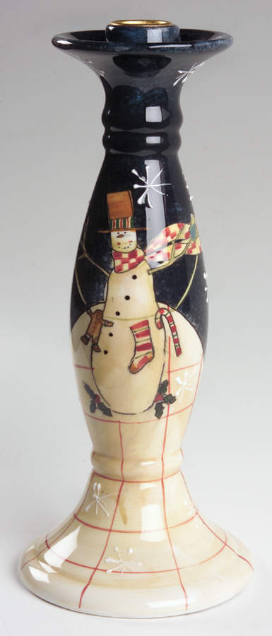 Folk Snowman (Large Flakes) 10" Candlestick by Certified International-1