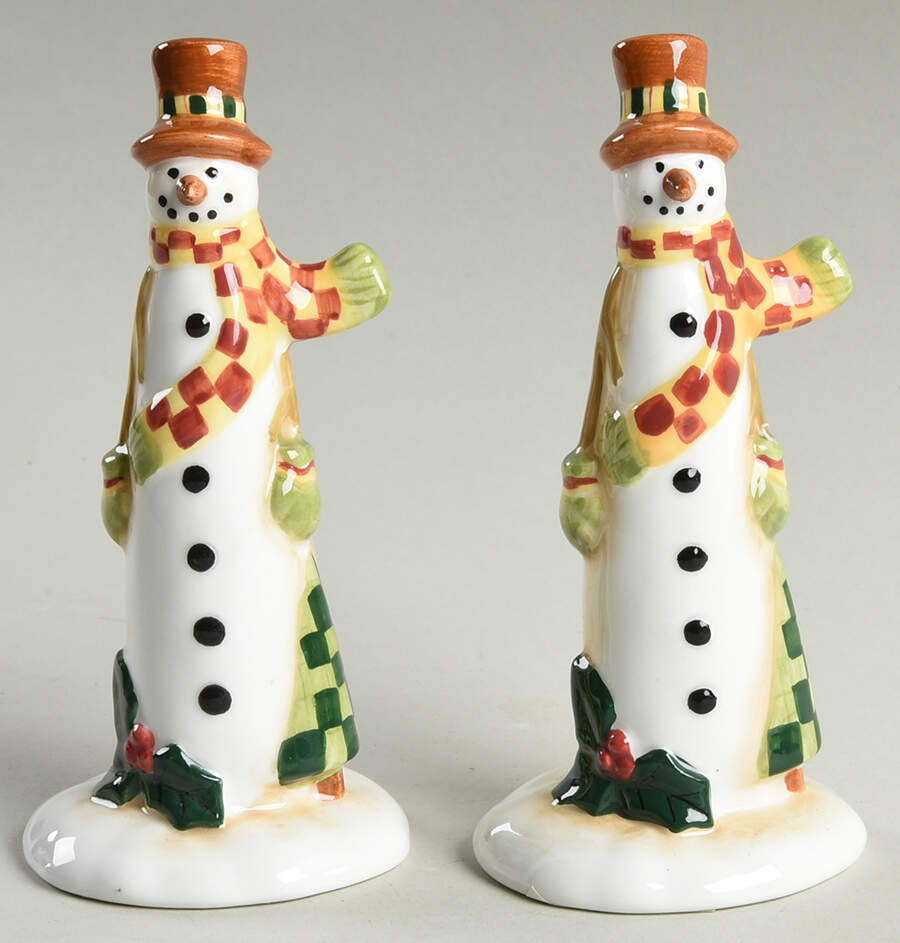 Folk Snowman (Large Flakes) Figural Salt & Pepper Set by Certified International-1