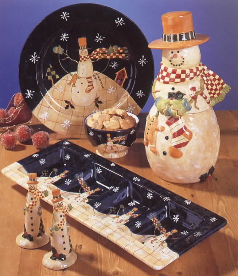 Folk Snowman (Large Flakes) 4 Part Relish by Certified International-1