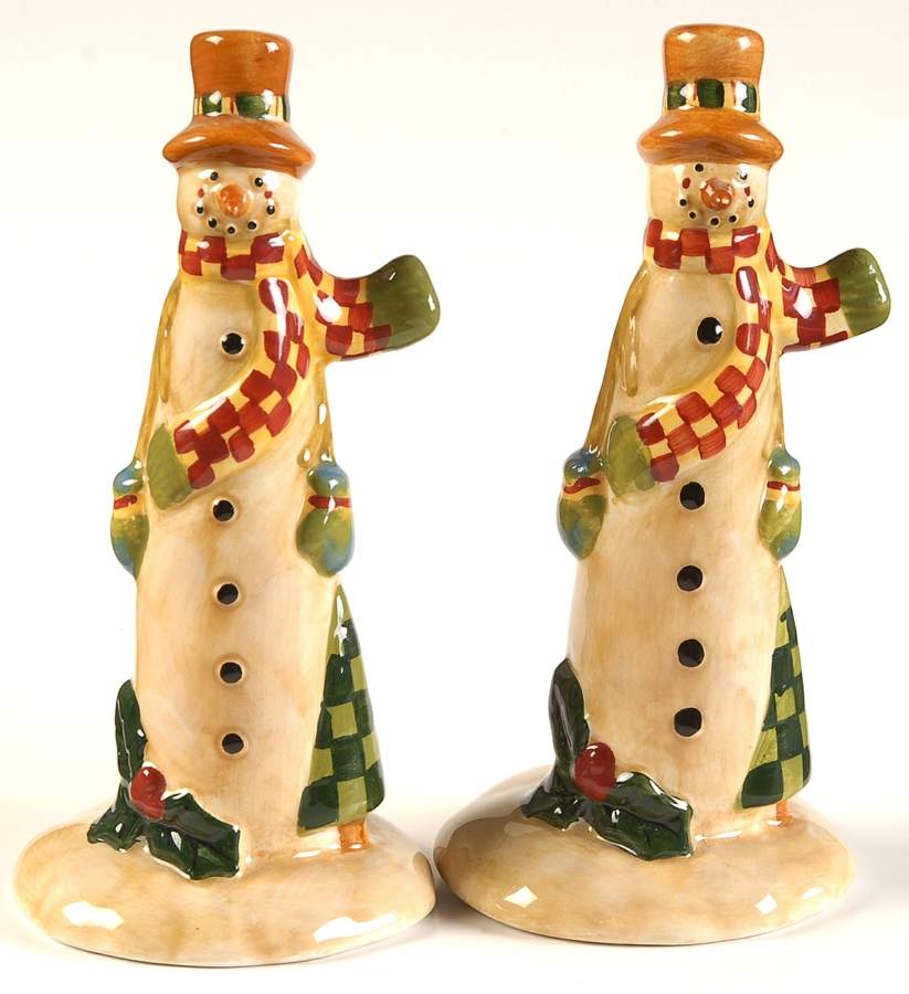 Folk Snowman (Large Flakes) Salt & Pepper Set by Certified International-1