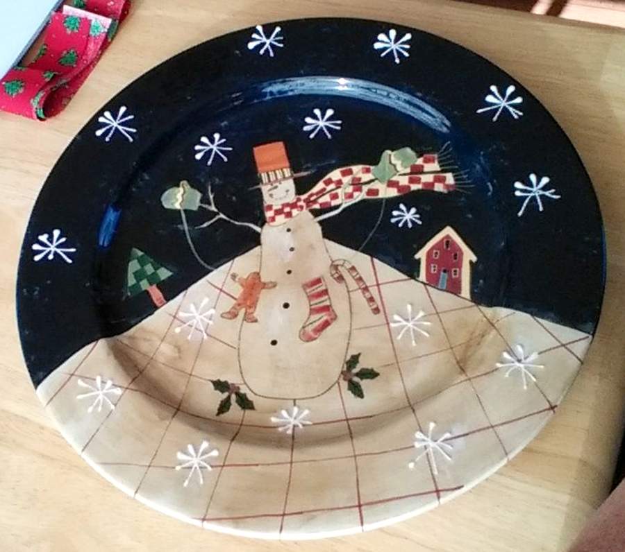 Folk Snowman (Large Flakes) Service Plate (Charger) by Certified International-1