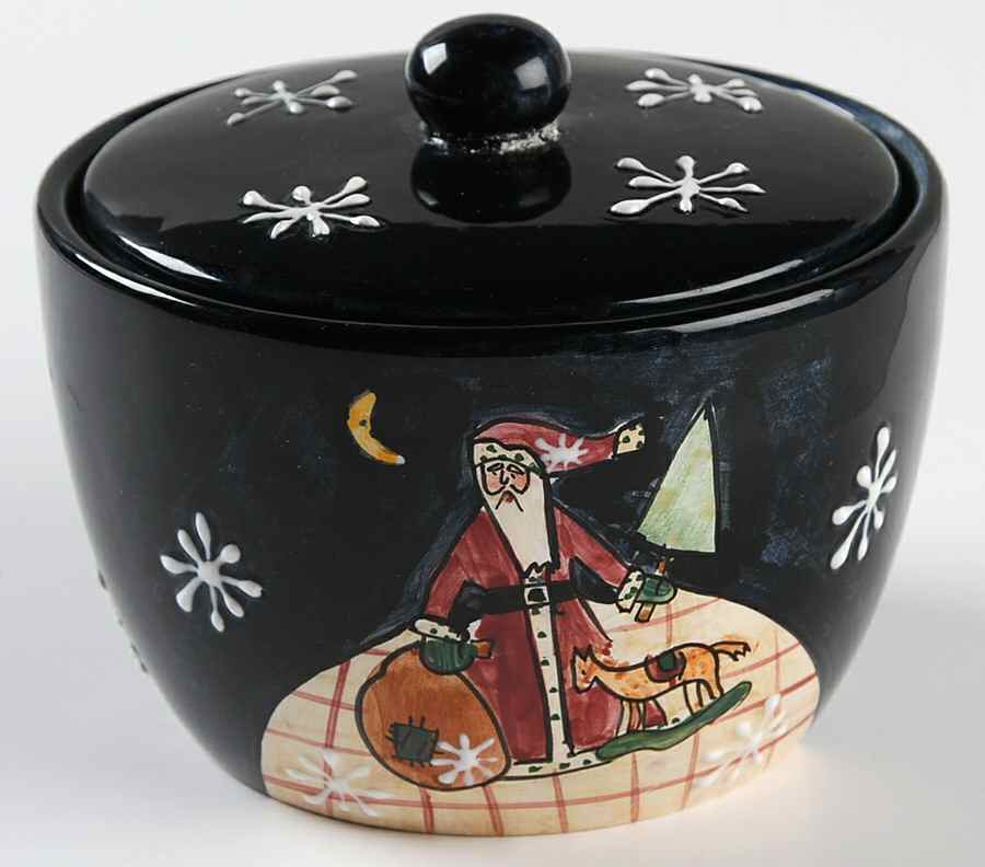 Folk Santa (Large Flakes) Sugar Bowl & Lid by Certified International-1