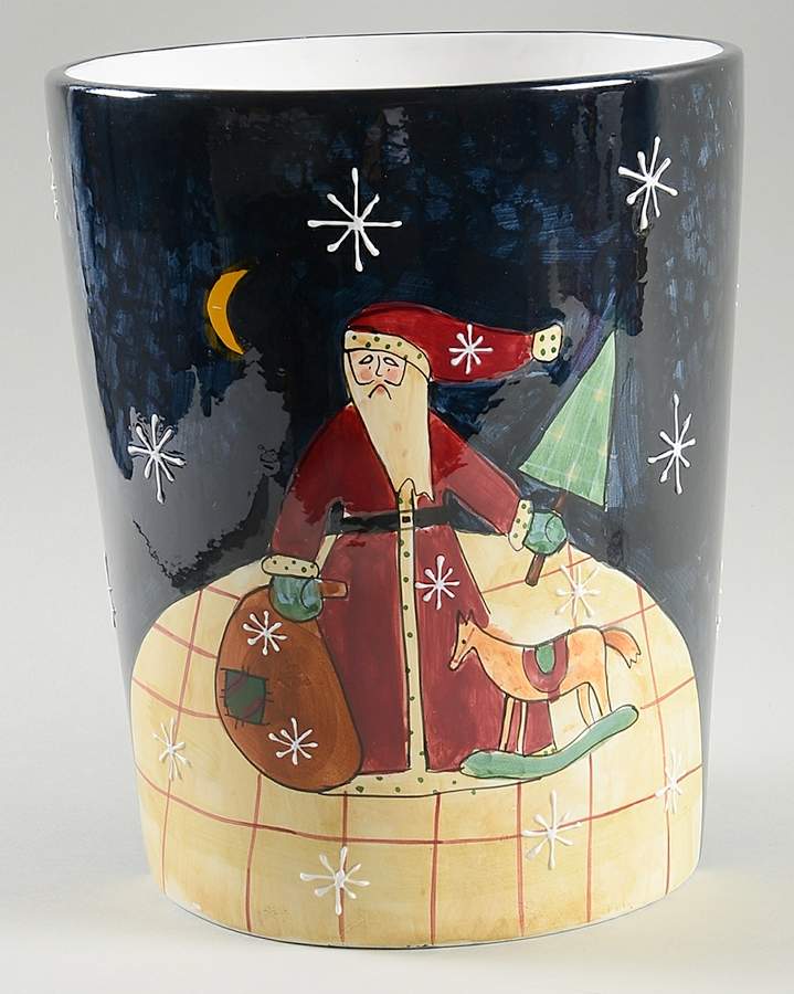 Folk Santa (Large Flakes) China Waste Basket by Certified International-1