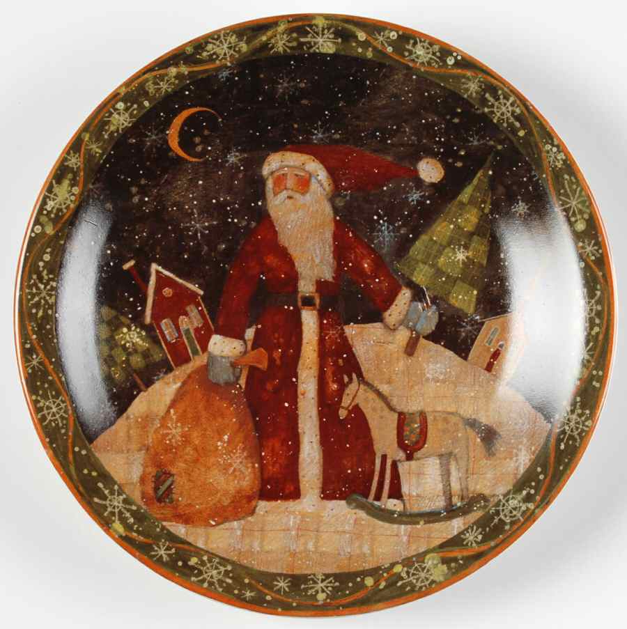 Folk Santa (Tiny Flakes) Salad/Dessert Plate by Certified International-1