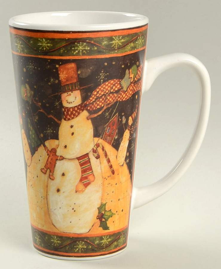 Folk Snowman (Tiny Flakes) Latte Mug by Certified International-1