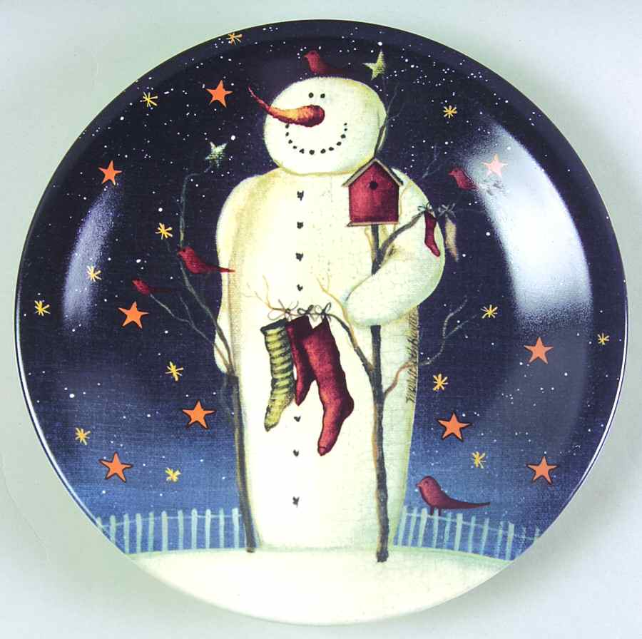 Twilight Snowman (Gold Stars) Salad/Dessert Plate by Certified International-1