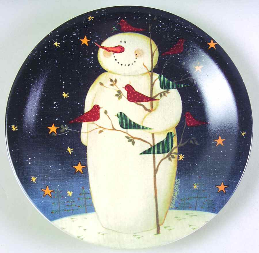 Twilight Snowman (Gold Stars) Salad/Dessert Plate by Certified International-1
