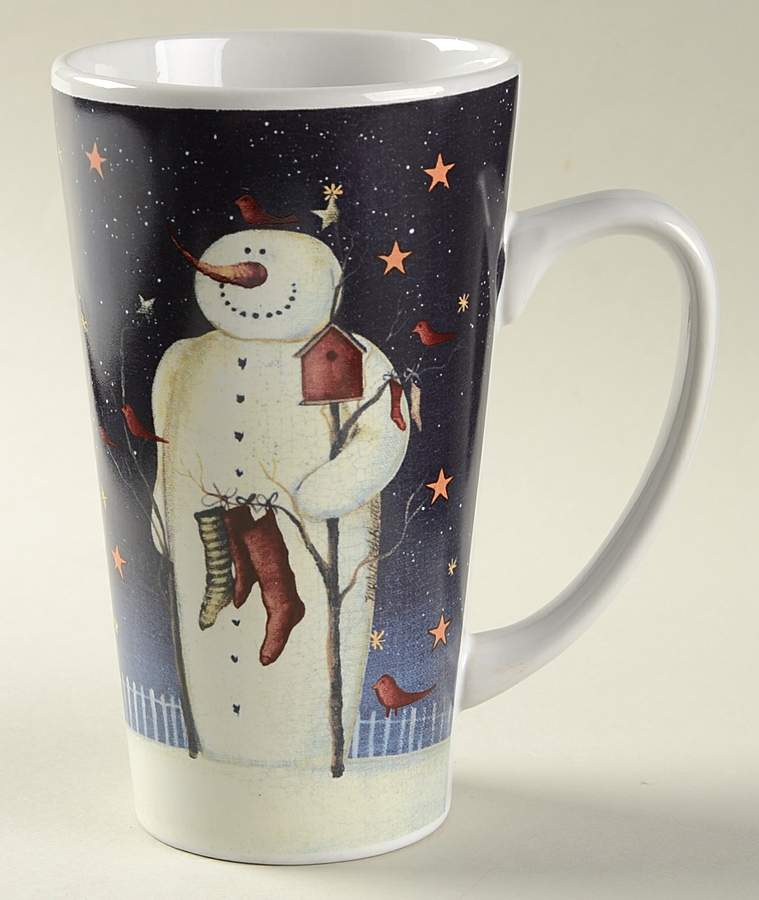 Twilight Snowman (Gold Stars) Latte Mug by Certified International-1