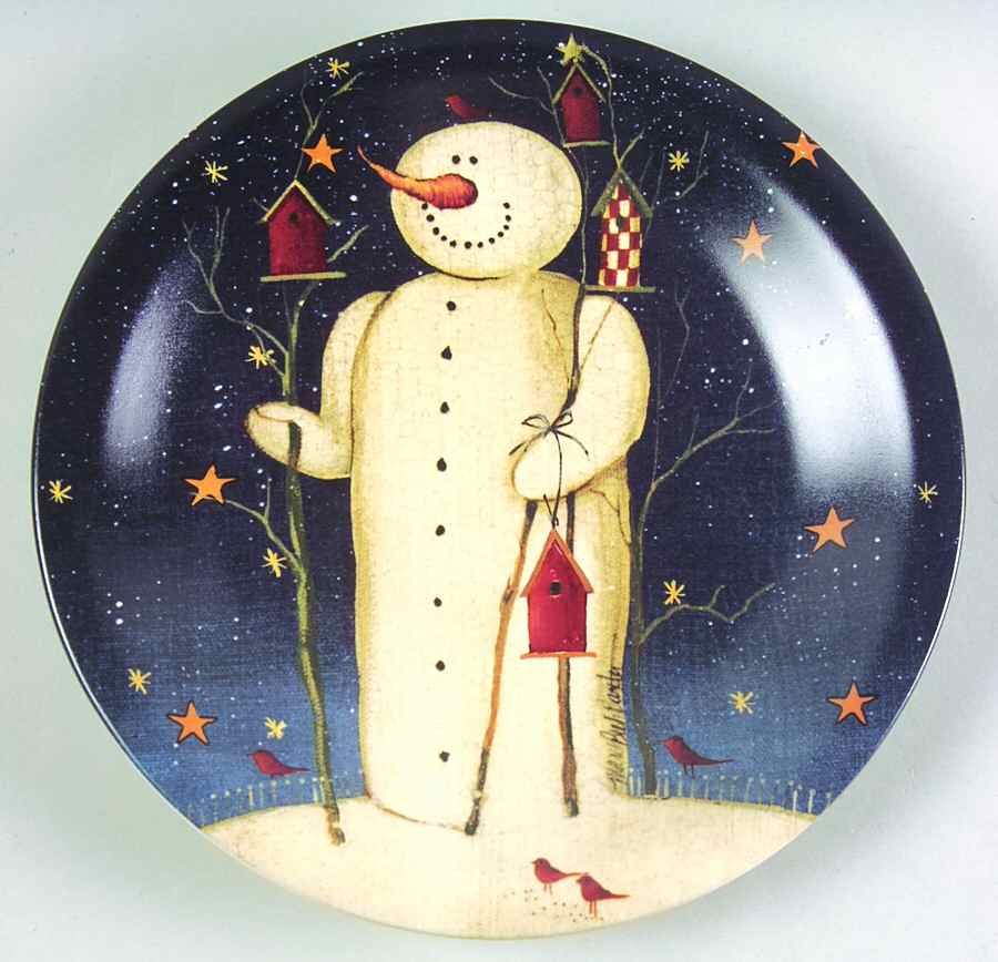 Twilight Snowman (Gold Stars) Salad/Dessert Plate by Certified International-1