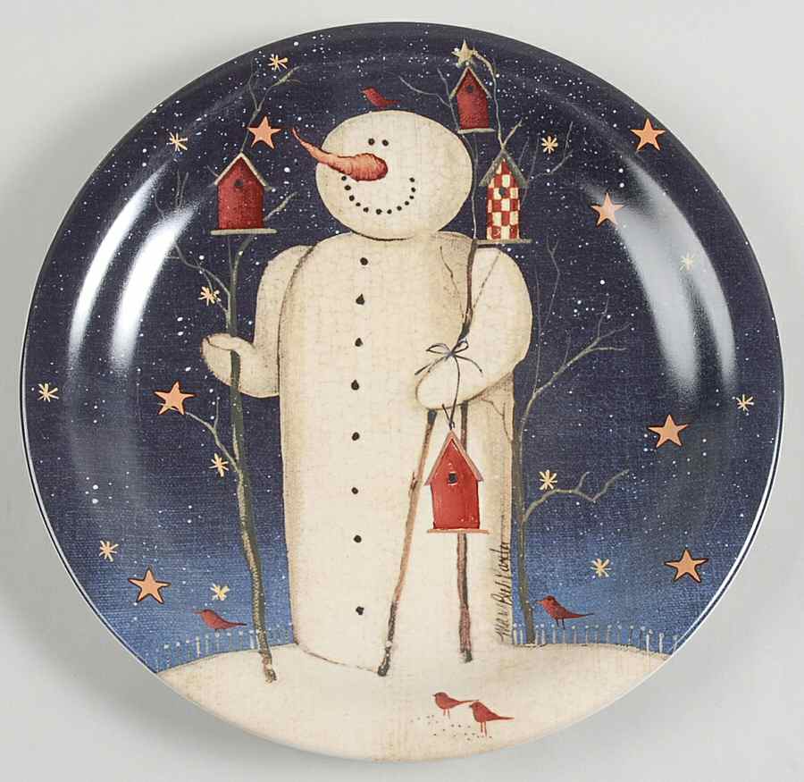 Twilight Snowman (Gold Stars) Dinner Plate by Certified International-1