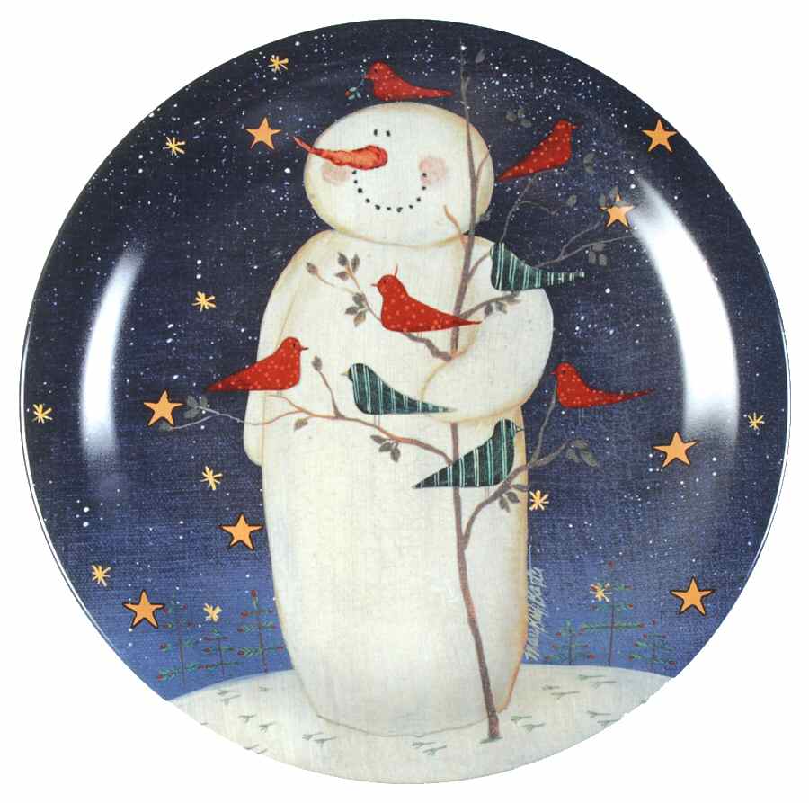 Twilight Snowman (Gold Stars) Dinner Plate by Certified International-1
