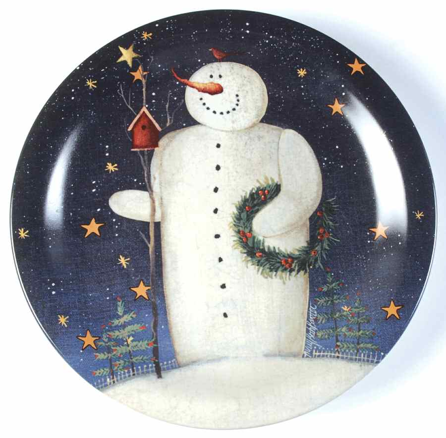 Twilight Snowman (Gold Stars) Dinner Plate by Certified International-1