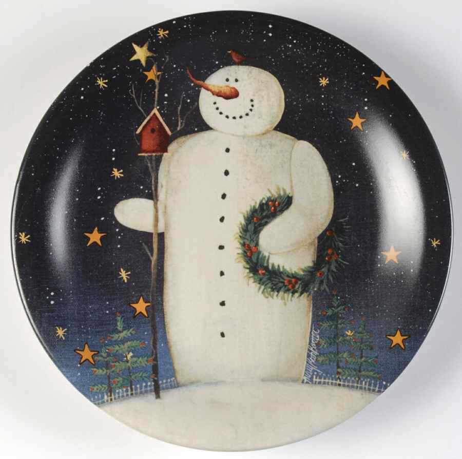 Twilight Snowman (Gold Stars) Salad/Dessert Plate by Certified International-1