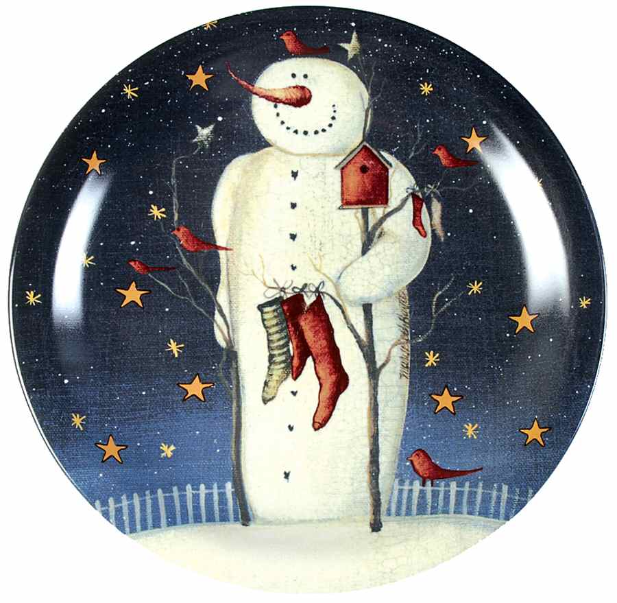 Twilight Snowman (Gold Stars) Dinner Plate by Certified International-1