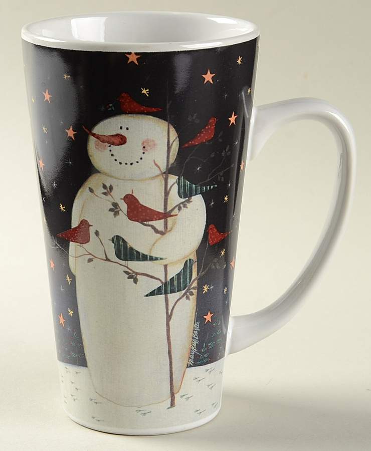Twilight Snowman (Gold Stars) Latte Mug by Certified International-1