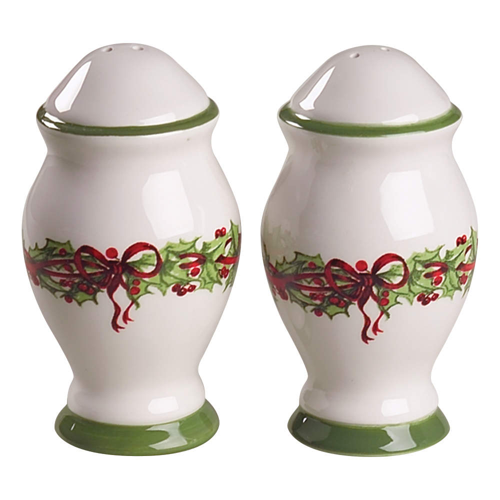 Holiday Celebrations (Green Trim) Salt & Pepper Set by Christopher Radko-1