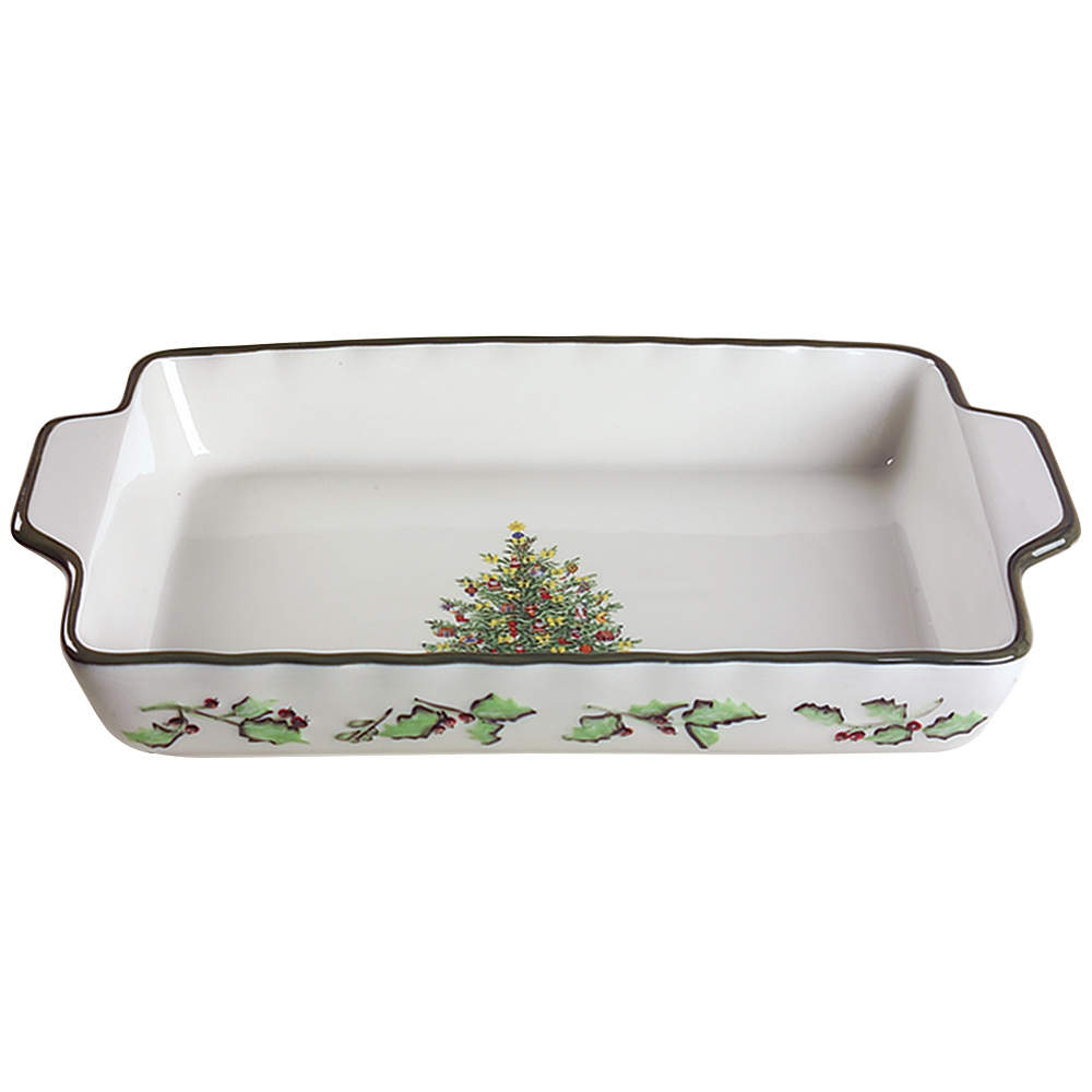 Holiday Celebrations (Green Trim) 15" Rectangular Baker by Christopher Radko-1