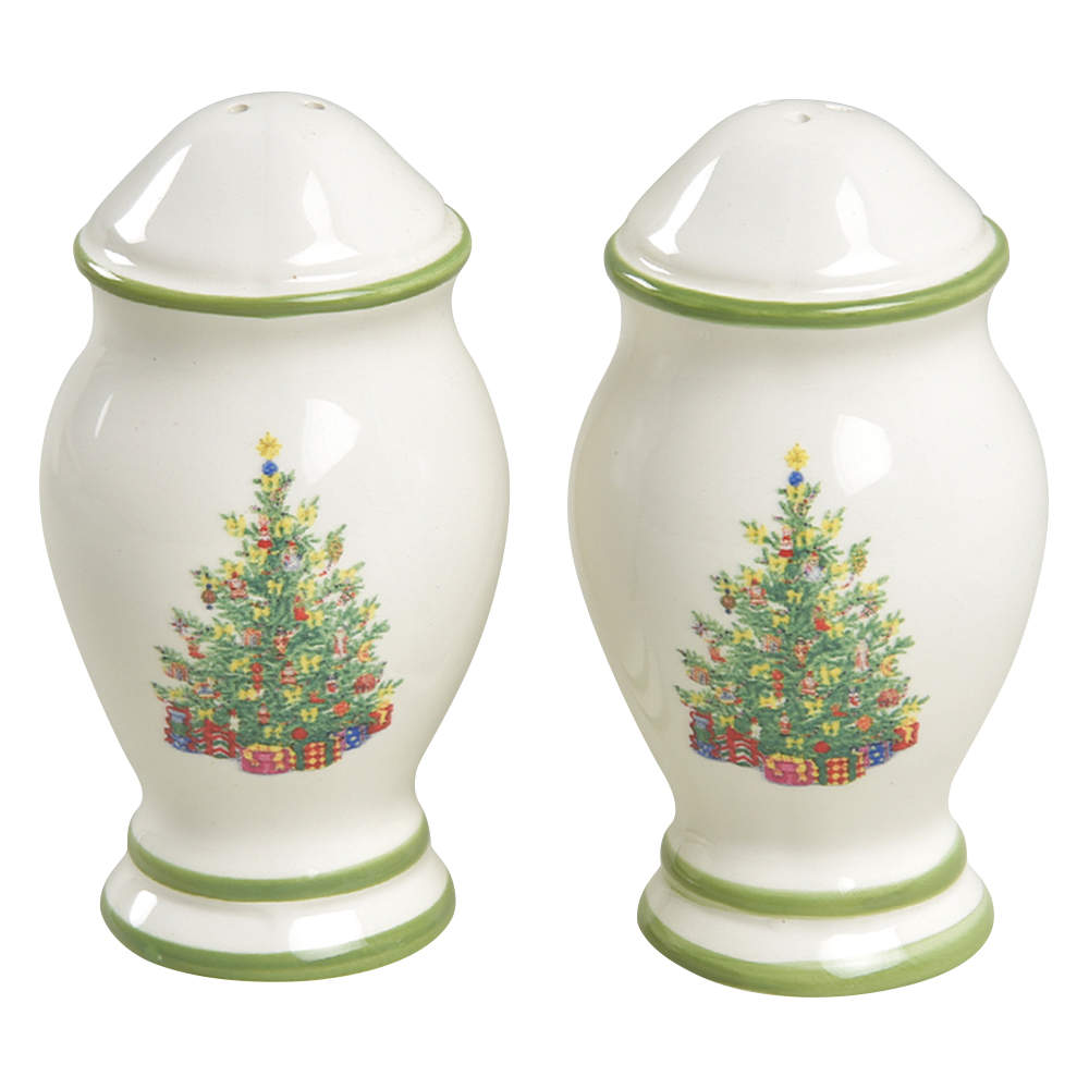Holiday Celebrations (Green Trim) Salt & Pepper Set by Christopher Radko-1