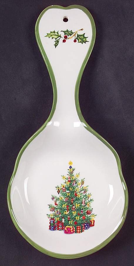 Holiday Celebrations (Green Trim) Spoon Rest/Holder (Holds 1 Spoon) by Christopher Radko-1