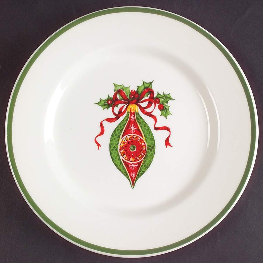 Holiday Celebrations (Green Trim) Salad Plate by Christopher Radko-1