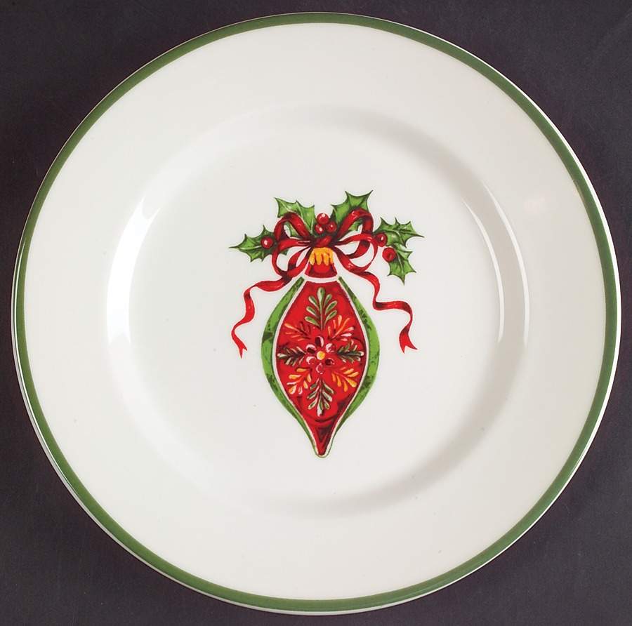 Holiday Celebrations (Green Trim) Salad Plate by Christopher Radko-1