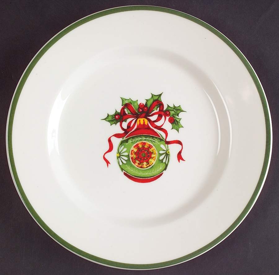 Holiday Celebrations (Green Trim) Salad Plate by Christopher Radko-1