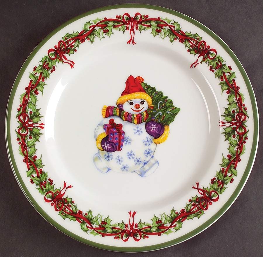 Holiday Celebrations (Green Trim) Salad Plate by Christopher Radko-1