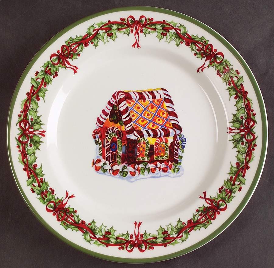 Holiday Celebrations (Green Trim) Salad Plate by Christopher Radko-1