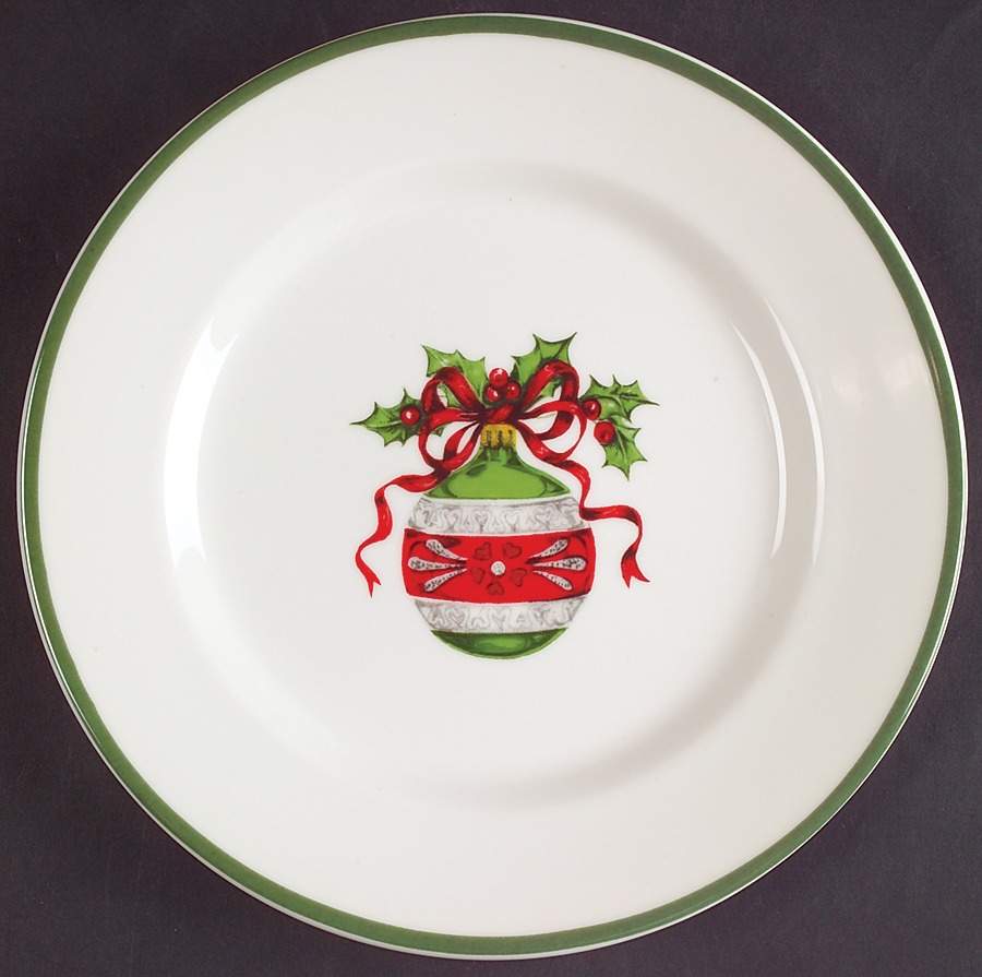 Holiday Celebrations (Green Trim) Salad Plate by Christopher Radko-1