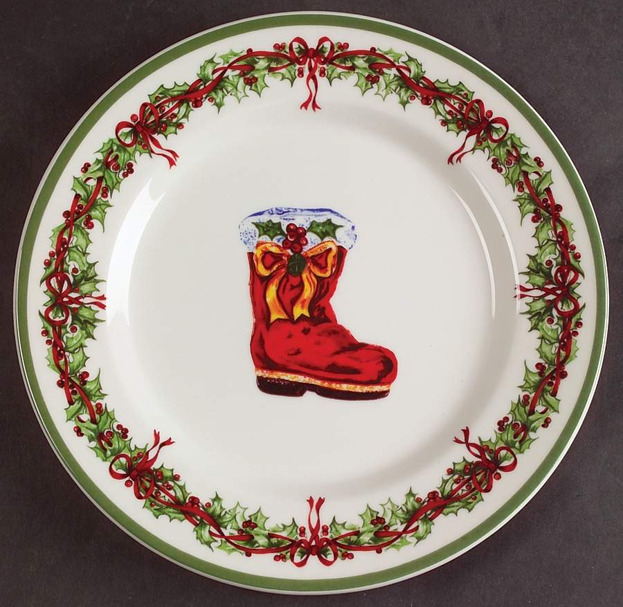 Holiday Celebrations (Green Trim) Salad Plate by Christopher Radko-1