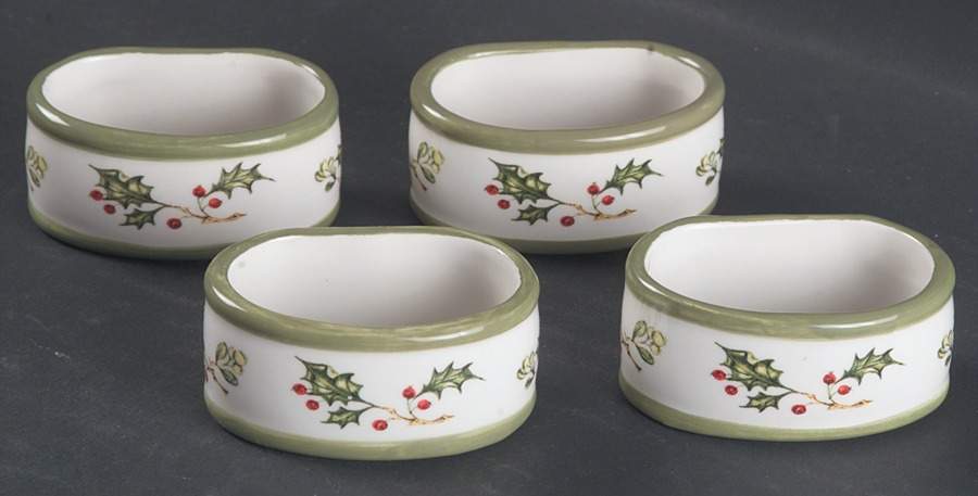 Holiday Celebrations (Green Trim) Napkin Ring - Set of 4 by Christopher Radko-1