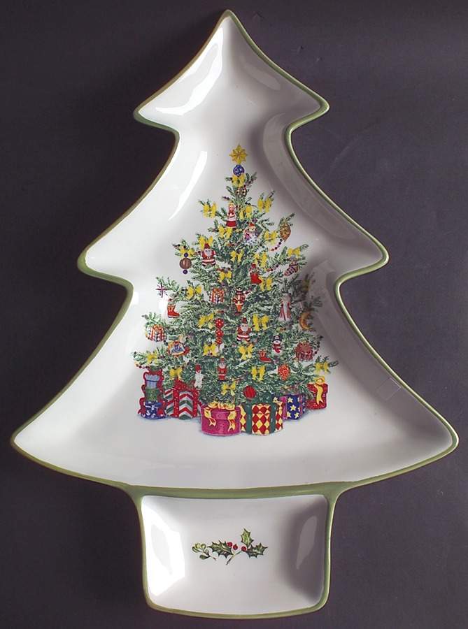 Holiday Celebrations (Green Trim) 1 Piece Chip & Dip by Christopher Radko-1