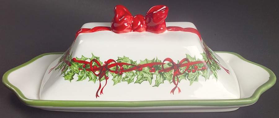 Holiday Celebrations (Green Trim) 1/4 Lb Covered Butter by Christopher Radko-1