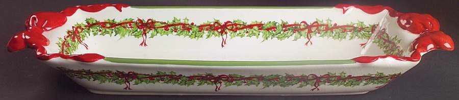 Holiday Celebrations (Green Trim) 20" Bread Basket by Christopher Radko-1