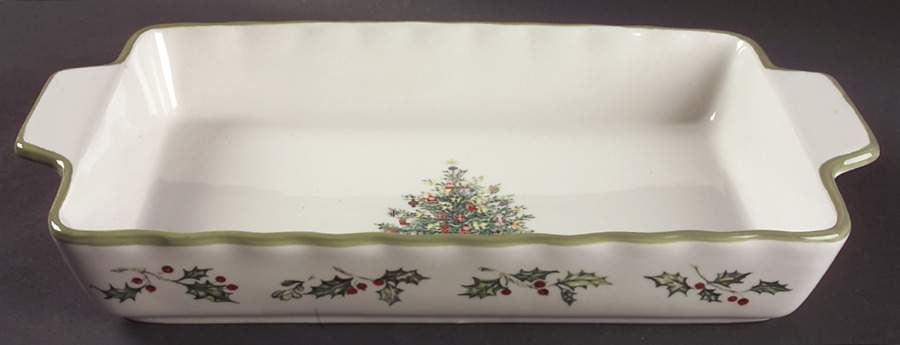 Holiday Celebrations (Green Trim) 15" Rectangular Baker by Christopher Radko-1