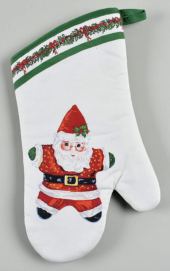 Holiday Celebrations (Green Trim) Cloth Oven Mitt by Christopher Radko-1