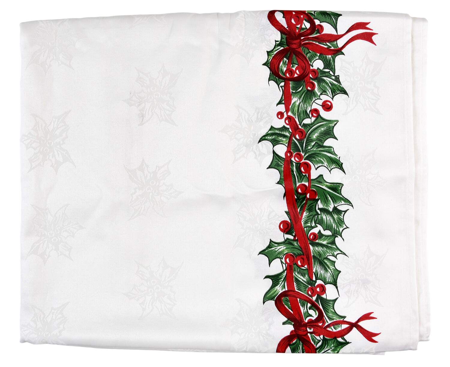 Holiday Celebrations (Green Trim) 60" X 104" Oblong Tablecloth by Christopher Radko-1