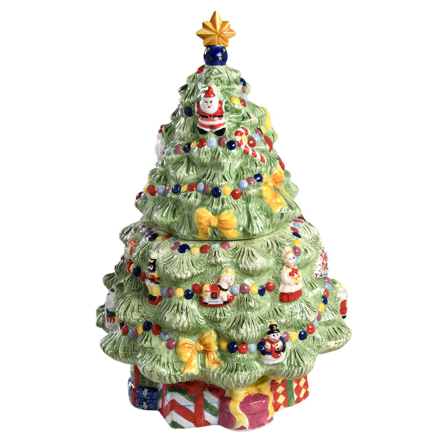 Holiday Celebrations (Green Trim) Figural Cookie Jar & Lid by Christopher Radko-1
