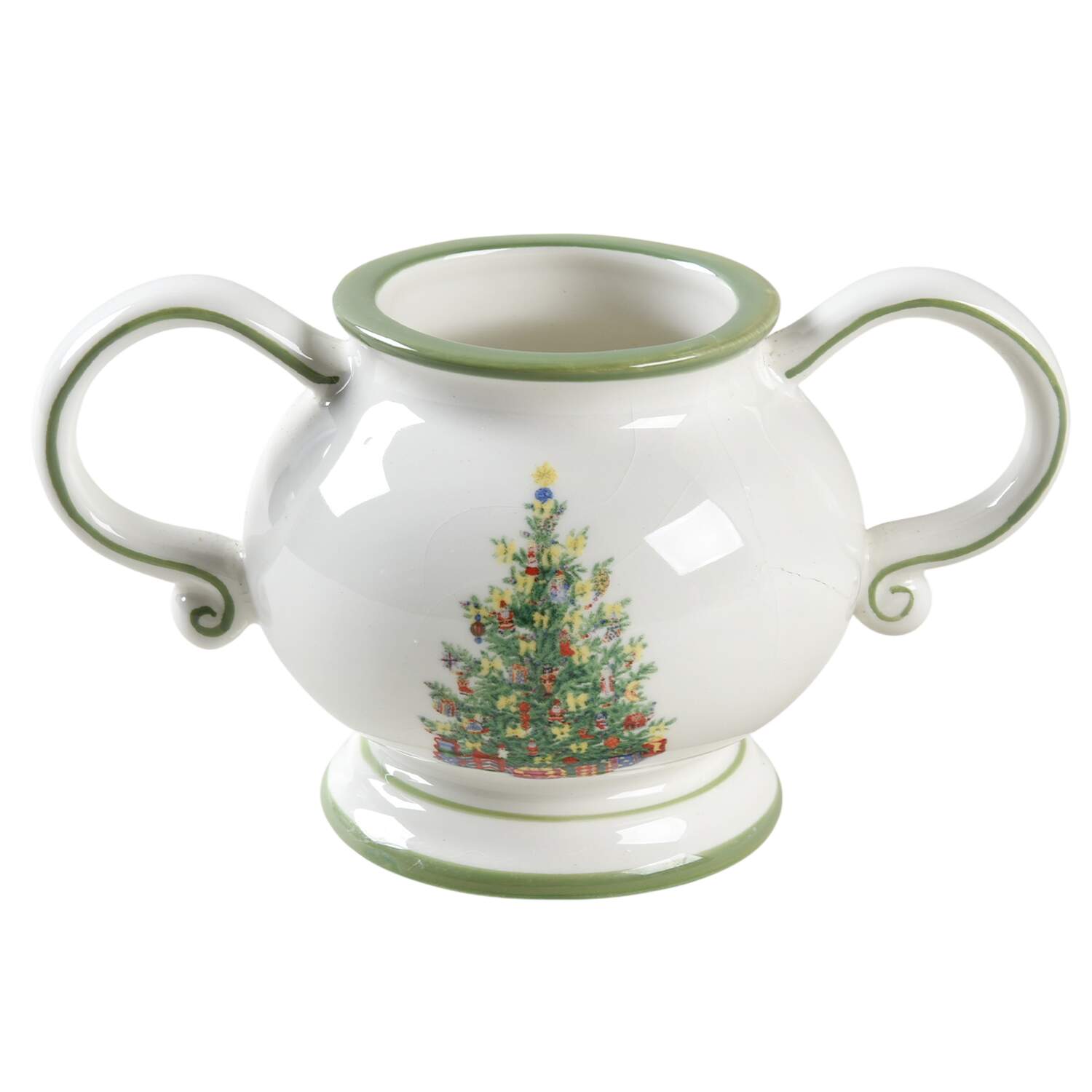 Holiday Celebrations (Green Trim) Sugar Bowl No Lid by Christopher Radko-1